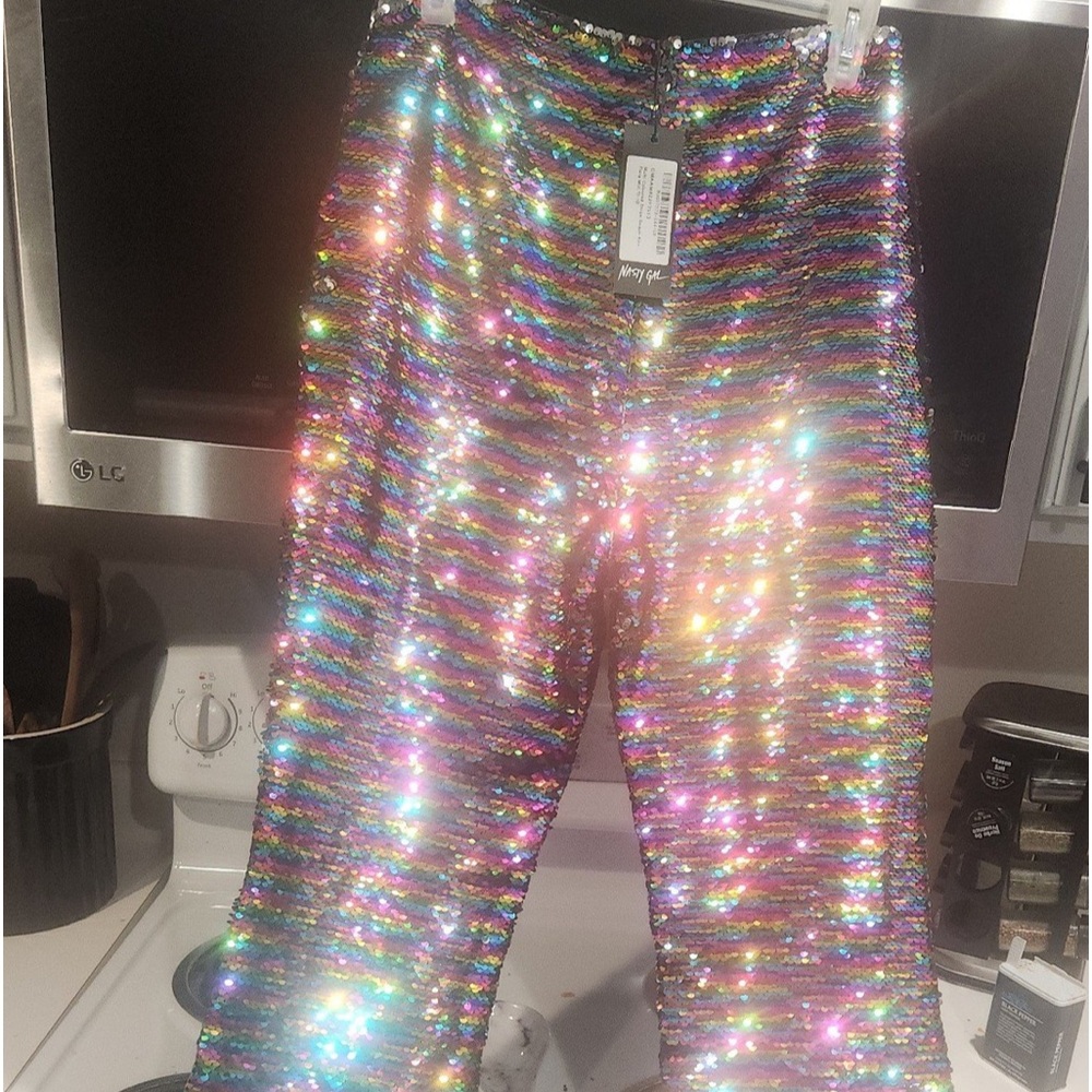 Nasty Gal Rainbow Sequin Pants